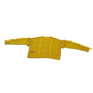 Ladies Small Simply Southern Mustard Fringe Knit Sweater